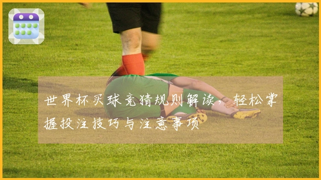 世界杯买球竞猜规则解读，轻松掌握投注技巧与注意事项